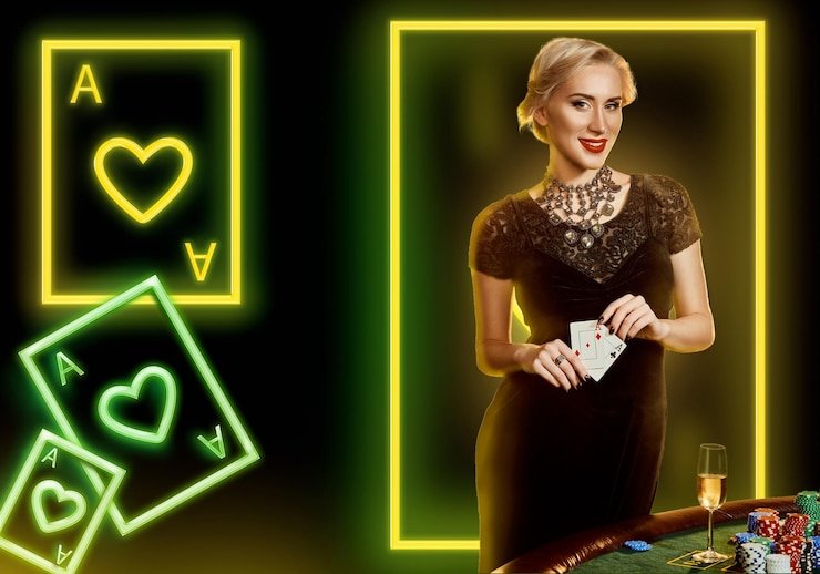 Live dealer studio with multiple blackjack tables